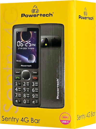 Powertech Sentry 4G Bar Dual SIM Κινητό με Κουμπιά Μαύρο