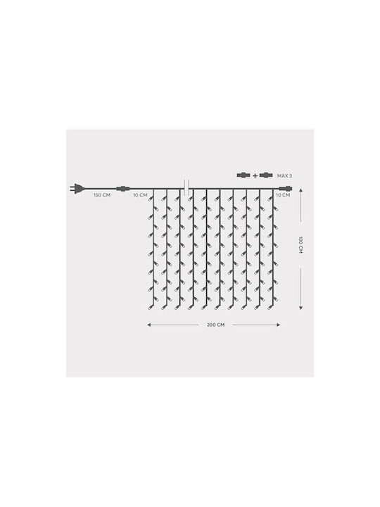 200 Lichterketten LED 2m. x 100cm Warmes Weiß Typ Vorhang 1Stück