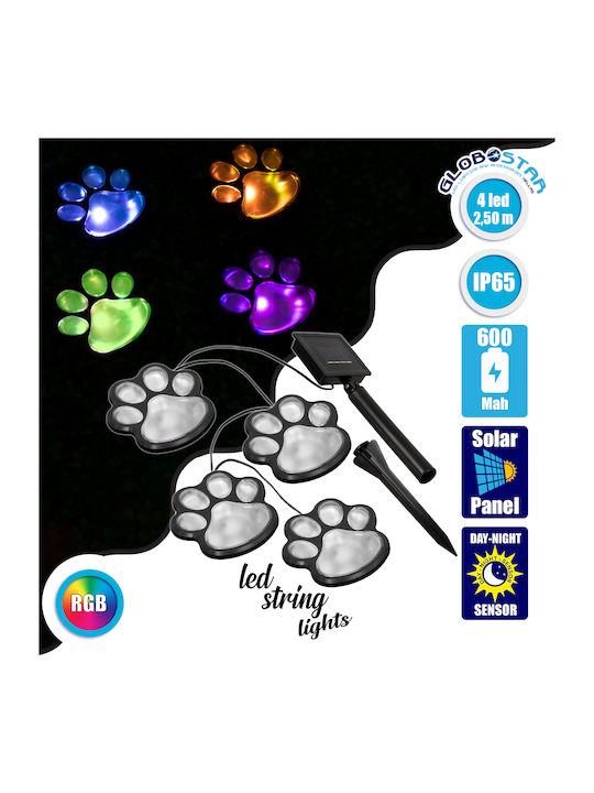 4 Lights LED 2.5m. Multicolor Solar in String 1pcs