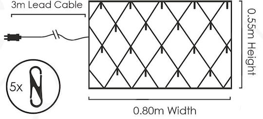 50 Светлини LED 0.8m. x 55бр Хладен бял тип Мрежа 1бр
