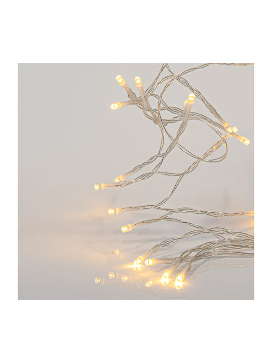 Serie 96 LED 3mm Cutie Baterii 3xAA 8 Programe & Timer Memorie Cablu PVC Transparent Alb Cald LED Fiecare 10cm Extensie Putere 30cm IP44 Cutie Afișaj 16buc