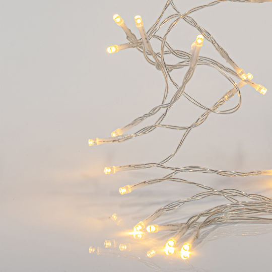 Serie 96 LED 3mm Cutie Baterii 3xAA 8 Programe & Timer Memorie Cablu PVC Transparent Alb Cald LED Fiecare 10cm Extensie Putere 30cm IP44 Cutie Afișaj 16buc