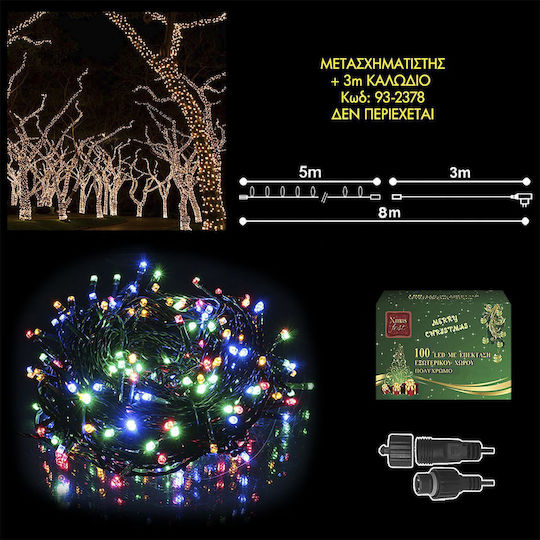 100 Lights LED 8m. Multicolor in String 1pcs