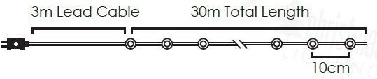 300 Lights LED 30m. Cold White in String 1pcs
