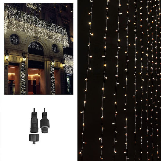100 Λαμπάκια LED 3μ. Θερμό Λευκό τύπου Κουρτίνα (χωρίς Μετασχηματιστή)