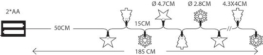 10 Lights LED 1.85m. Warm White Battery in String 1pcs