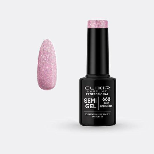 Elixir Semi Gel Ημιμόνιμο Βερνίκι Νυχιών 662 με Glitter 8ml