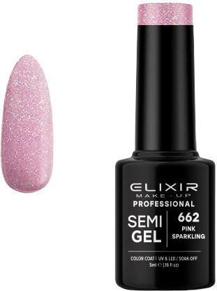 Elixir Semi Gel Semi-Permanent Nail Polish 662 with Glitter 8ml