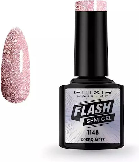 Elixir Flash Хибриден Лак за Нокти 1148 Rose Quartz с Glitter 8мл 1бр
