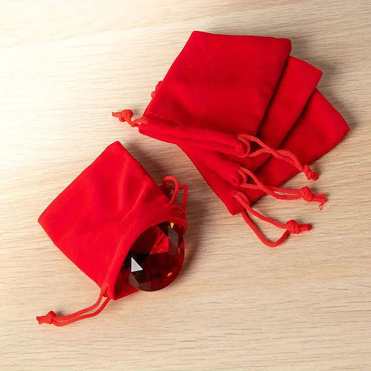 Panora Fabric Christmas Pouch for Gift Red 9x12cm.