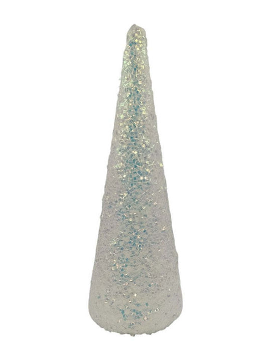 Χριστουγεννιάτικο Διακοσμητικό Δεντράκι Κώνος 37εκ. Στολισμένο Λευκό Δέντρο