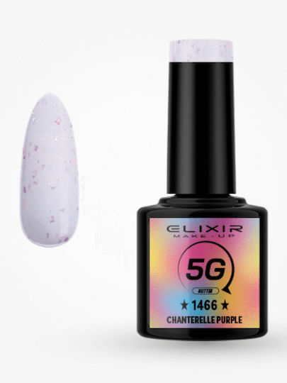 Elixir Semi Semi-Permanent Nail Polish Chantarelle Purple #1466 with Glitter 8ml 5gr 1pcs