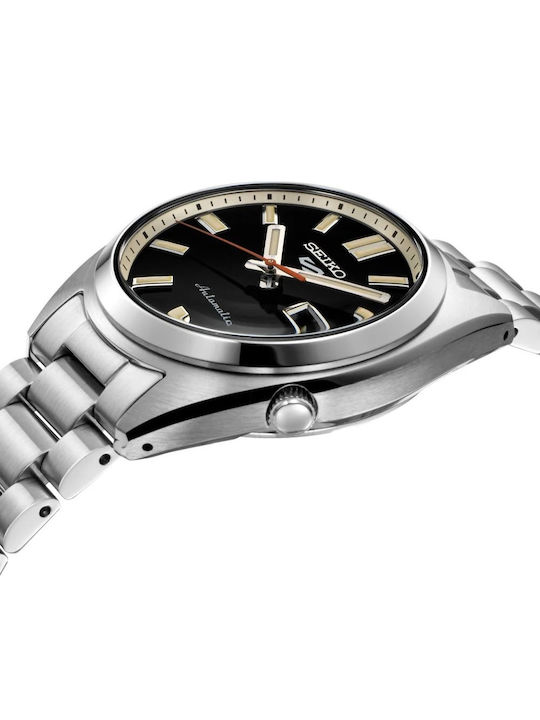 Seiko Sports Ανδρικό Ρολόι 37.4mm Αυτόματο με Ασημί Μεταλλικό Μπρασελέ