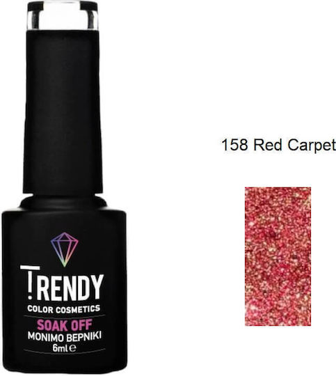 Trendy Color Cosmetics Gel Nail Polish Red Carpet 158 with Glitter 6ml