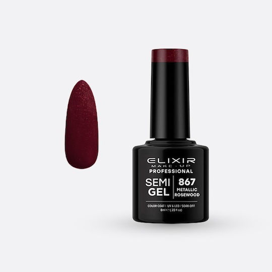 Elixir Make-up Semipermanent Lac de Unghii Metallic Rosewood 8ml 1buc