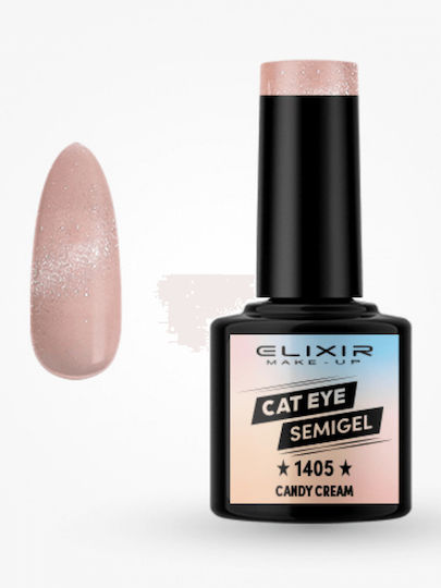 Elixir Semi Semipermanent Lac de Unghii Candy Cream #1405 Ochi de pisică 8ml 1buc