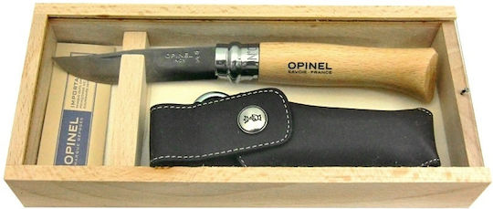 Opinel No.8 Inox Olive Handle Pocket Knife Brown in Sheath