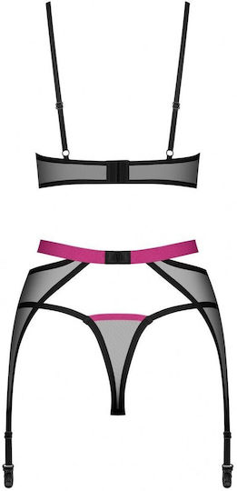 Obsessive Sexy Lingerie Sets with Transparency Black 3 Pieces