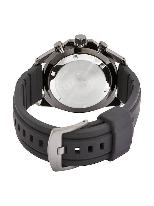 Seiko Мъжки Часовник 43.9mm Хронограф На Батерия С Черна Каучукова Каишка