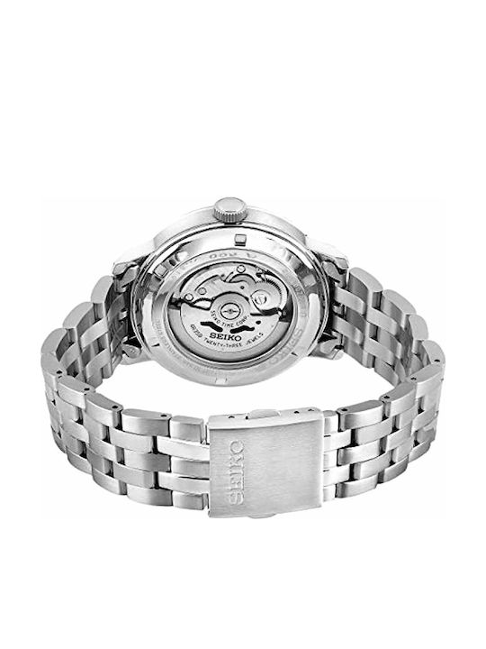 Seiko Men's Watch 41.2mm Automatic with Silver Metal Bracelet
