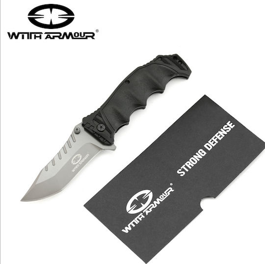 WithArmour Lion Claw K Pocket Knife Black in Sheath