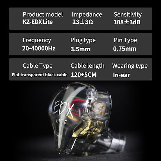 KZ Ακουστικά Ψείρες In Ear Διάφανα