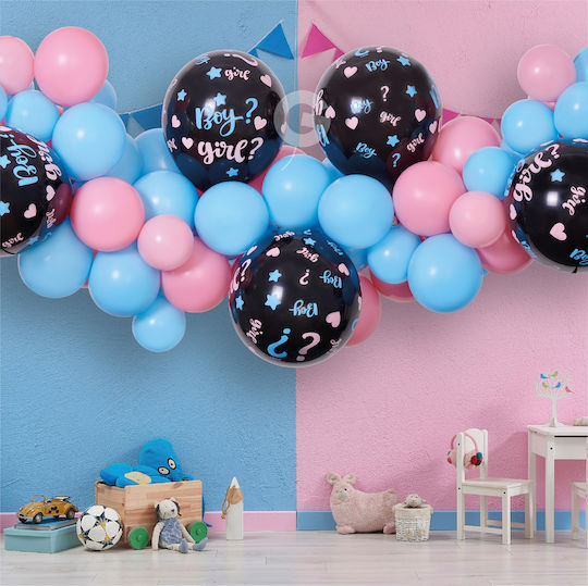 Composition with 65 Balloons Latex Multicolor Baby Gender Reveal