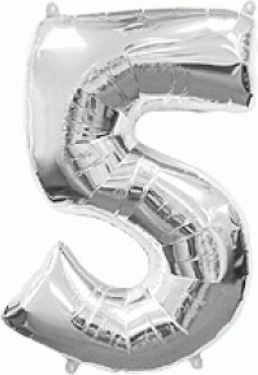 Balloon Foil Jumbo Number 5 Silver 5 100cm