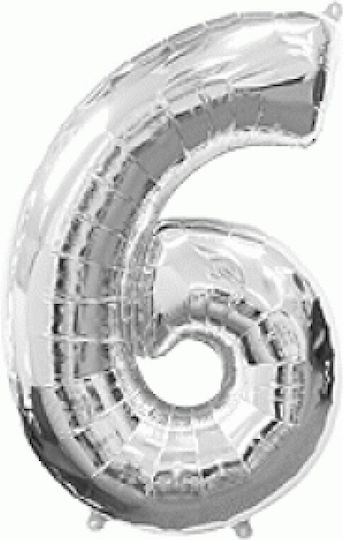 Balloon Foil Jumbo Number 6 Silver 6 100cm