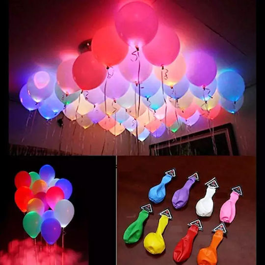 Set of 5 Balloons Multicolor Round with LEDs 30cm