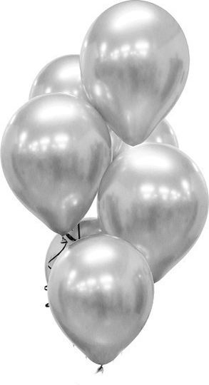 Set of 7 Balloons Latex Silver 30cm