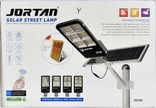 Jortan Ηλιακό Φωτιστικό Δρόμου 300W Ψυχρό Λευκό 6500K με Τηλεχειριστήριο IP66 39.5x21x5εκ.