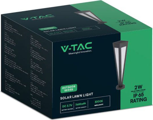 V-TAC Ηλιακό Φωτιστικό Δαπέδου 2W με Θερμό Λευκό Φως 3000K IP65 15x15x63.5εκ.