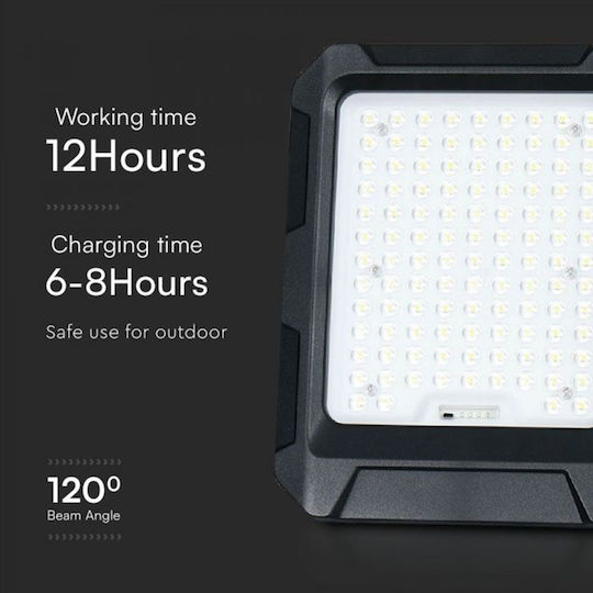 V-TAC Στεγανός Ηλιακός Προβολέας LED 15W Φυσικό Λευκό 4000K με Τηλεχειριστήριο IP65