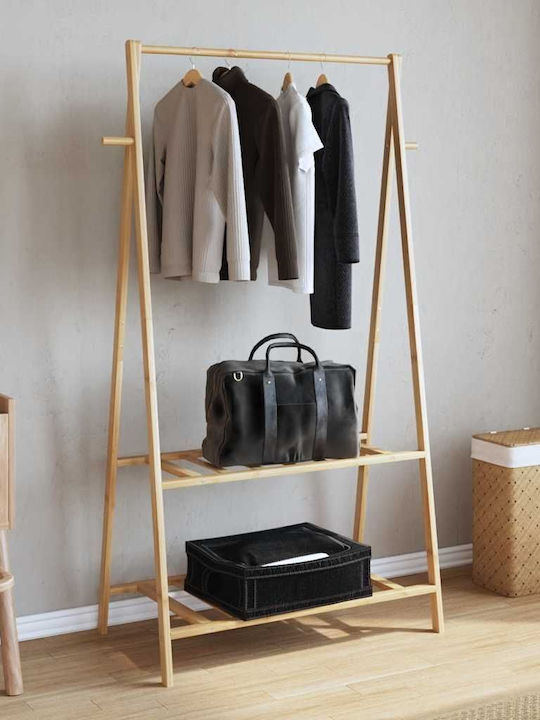 vidaXL Floor Garment Rack made of Bamboo Brown 96x45.5x150.5cm
