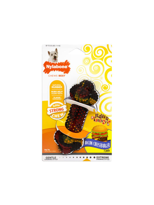 Nylabone Strong Cheeseburger Παιχνίδι Κόκκαλο Σκύλου Μασητικό με Γεύση Μπέικον Medium Καφέ 1τμχ