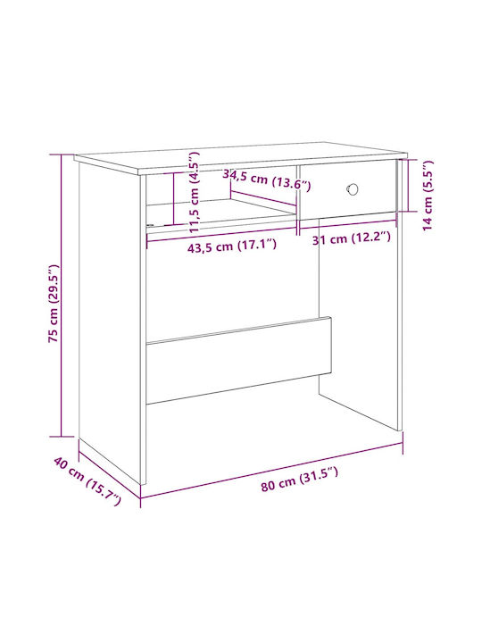 Γραφείο Ξύλινο Γκρι Του Σκυροδέματος 80x40x75εκ.