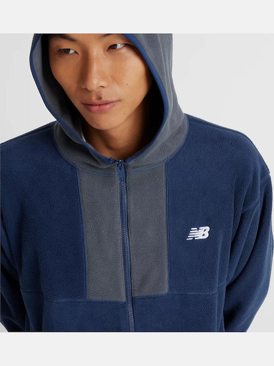 Men's Fleece Jacket Hooded Blue