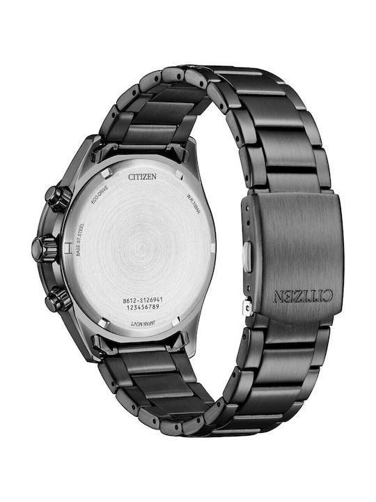 Citizen Herrenuhr 43mm Chronograph Eco - Antrieb mit Schwarz Metallarmband