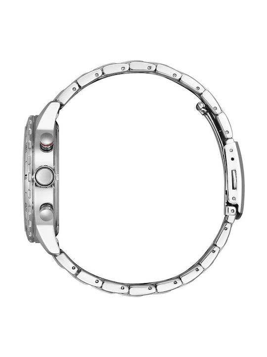 Citizen Ανδρικό Ρολόι 44mm Χρονογράφος Eco - Drive με Ασημί Μεταλλικό Μπρασελέ