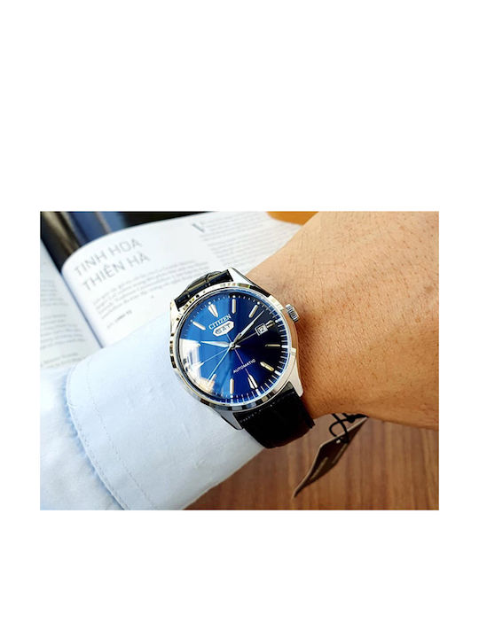 Citizen Men's Watch 40.2mm Automatic with Black Leather Strap