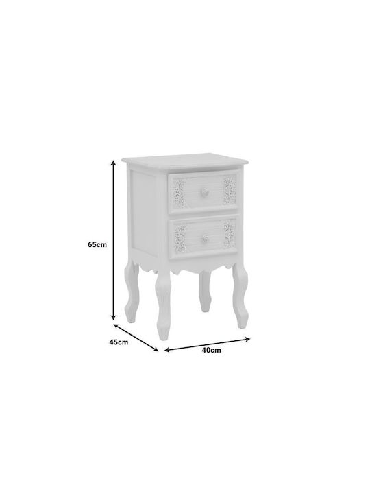 Pazlen Wooden Chest of Drawers Λευκή Αντικέ 40x45x65cm