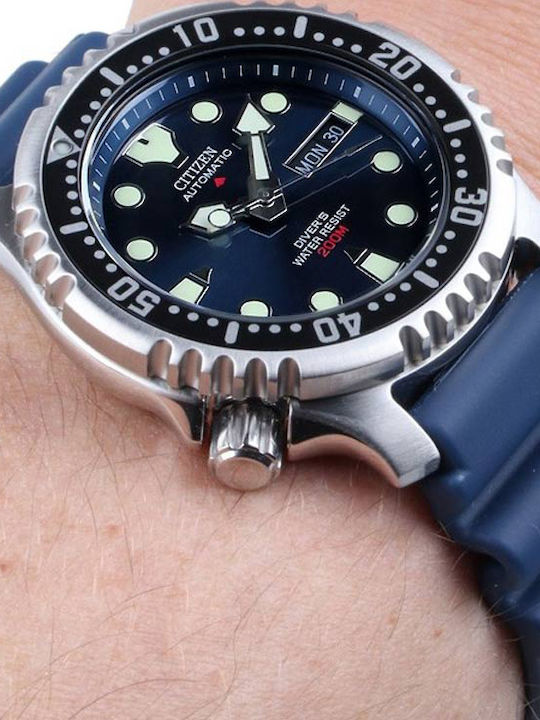 Citizen Promaster Ανδρικό Ρολόι 41mm Αυτόματο με Μπλε Καουτσούκ Λουράκι