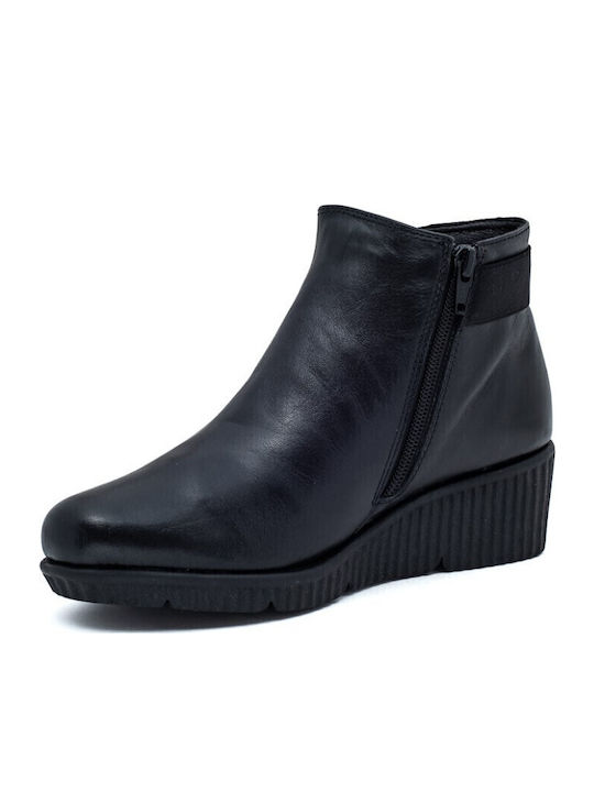 Leder Stiefeletten Damen Schwarz