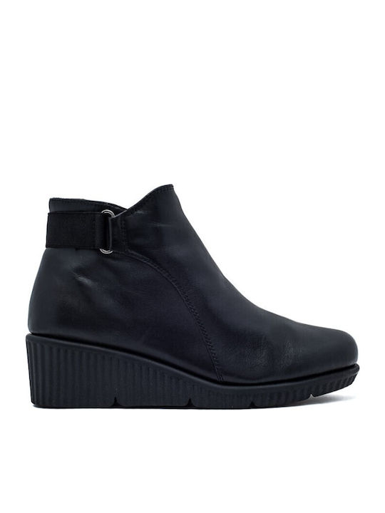 Leder Stiefeletten Damen Schwarz
