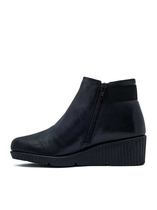 Leder Stiefeletten Damen Schwarz
