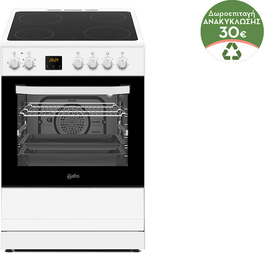 Wellio Cooker 60lt with Ceramic Hobs W60cm. White