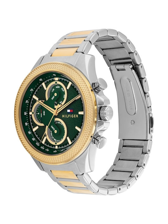 Tommy Hilfiger Clark Ανδρικό Ρολόι 46mm Χρονογράφος Μπαταρίας με Χρυσό Μεταλλικό Μπρασελέ