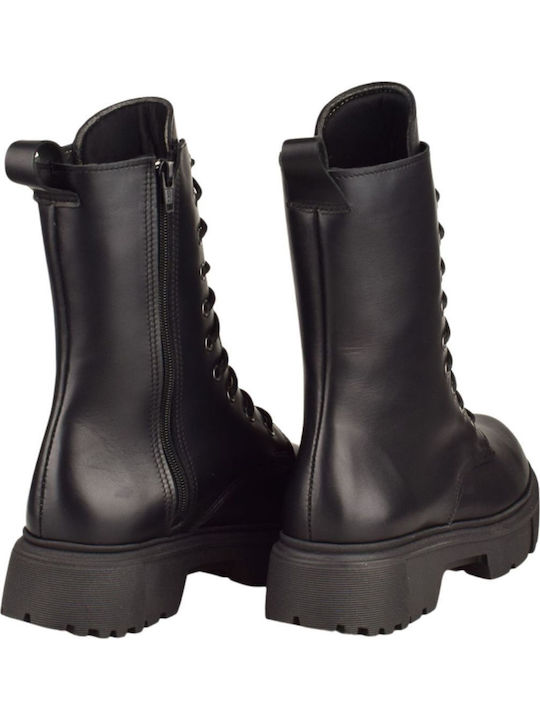 Leder Stiefeletten Damen Schwarz