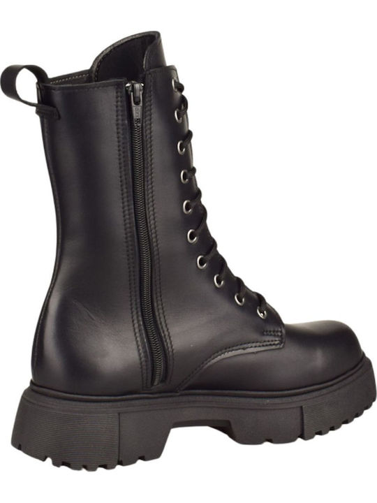 Leder Stiefeletten Damen Schwarz